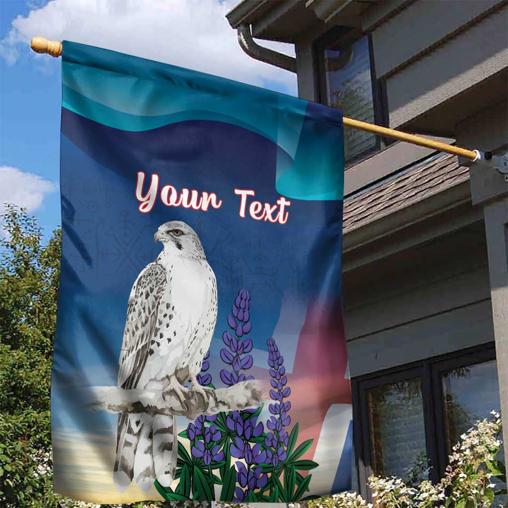 Personalized Iceland National Day Garden Flag Gyrfalcon With Lupine Flower