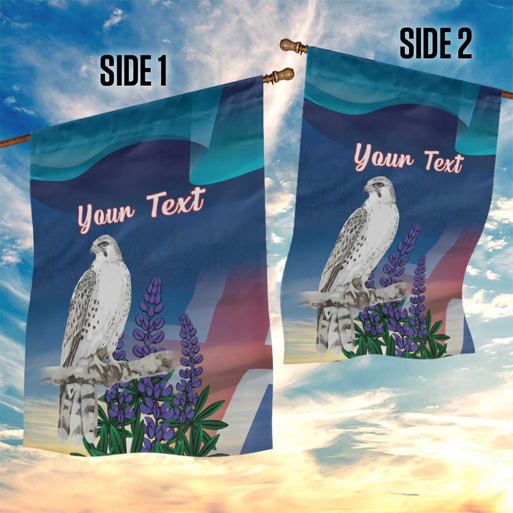 Personalized Iceland National Day Garden Flag Gyrfalcon With Lupine Flower