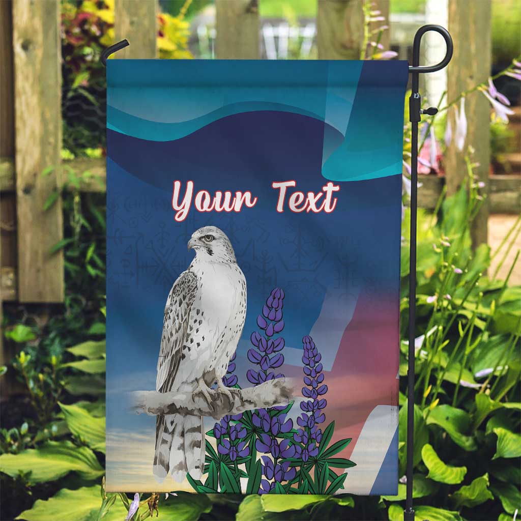Personalized Iceland National Day Garden Flag Gyrfalcon With Lupine Flower