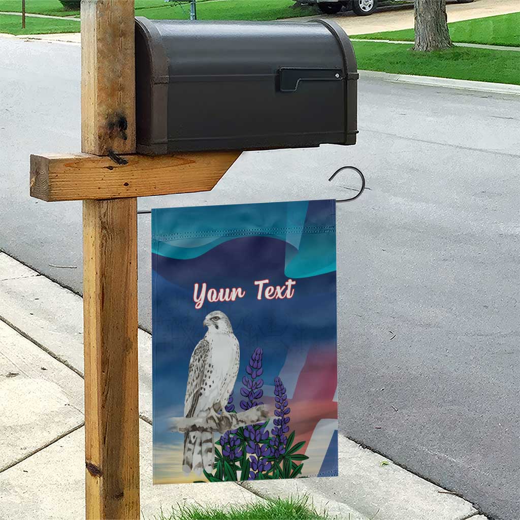 Personalized Iceland National Day Garden Flag Gyrfalcon With Lupine Flower