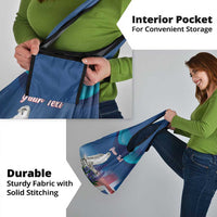 Personalized Iceland National Day Grocery Bag Gyrfalcon With Lupine Flower