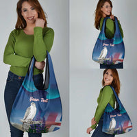 Personalized Iceland National Day Grocery Bag Gyrfalcon With Lupine Flower