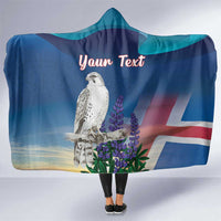 Personalized Iceland National Day Hooded Blanket Gyrfalcon With Lupine Flower