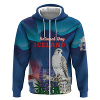 Personalized Iceland National Day Hoodie Gyrfalcon With Lupine Flower
