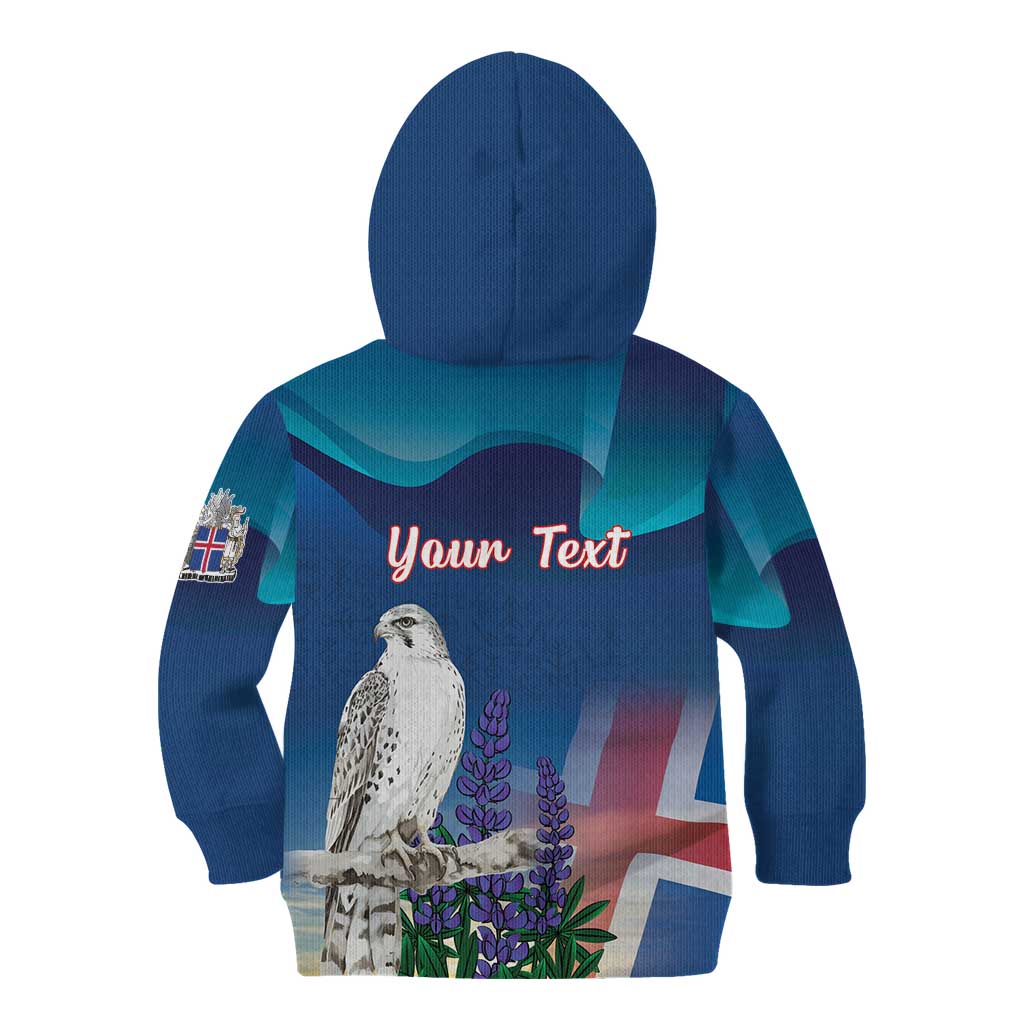 Personalized Iceland National Day Kid Hoodie Gyrfalcon With Lupine Flower