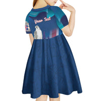 Personalized Iceland National Day Kid Short Sleeve Dress Gyrfalcon With Lupine Flower