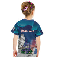 Personalized Iceland National Day Kid T Shirt Gyrfalcon With Lupine Flower