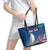 Personalized Iceland National Day Leather Tote Bag Gyrfalcon With Lupine Flower