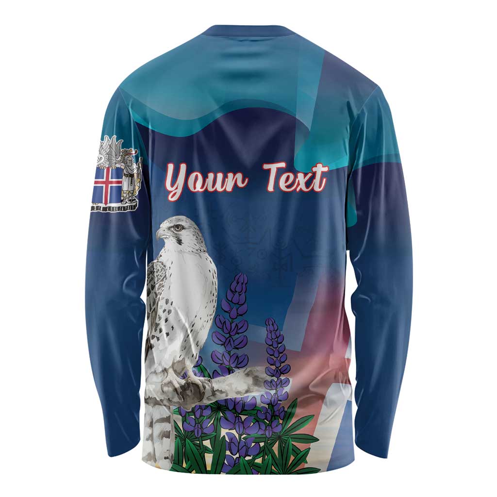 Personalized Iceland National Day Long Sleeve Shirt Gyrfalcon With Lupine Flower