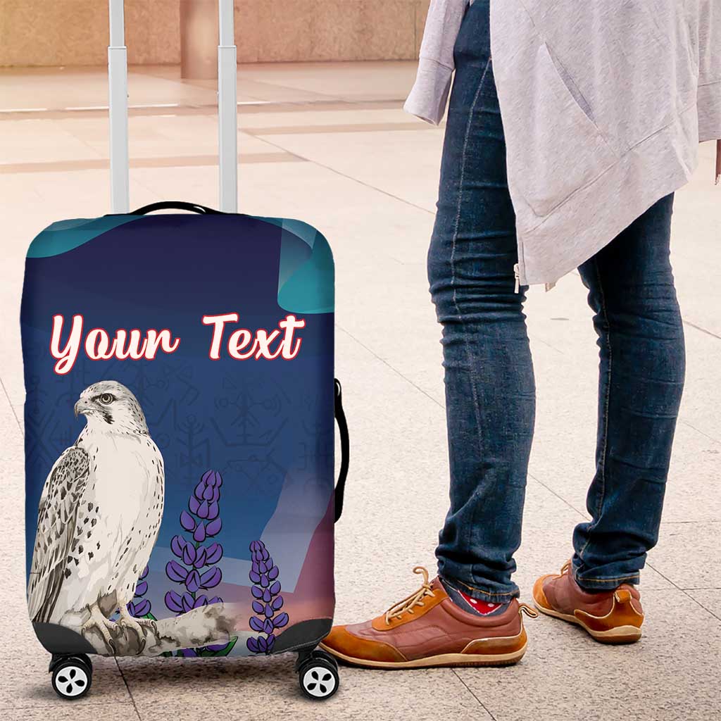 Personalized Iceland National Day Luggage Cover Gyrfalcon With Lupine Flower