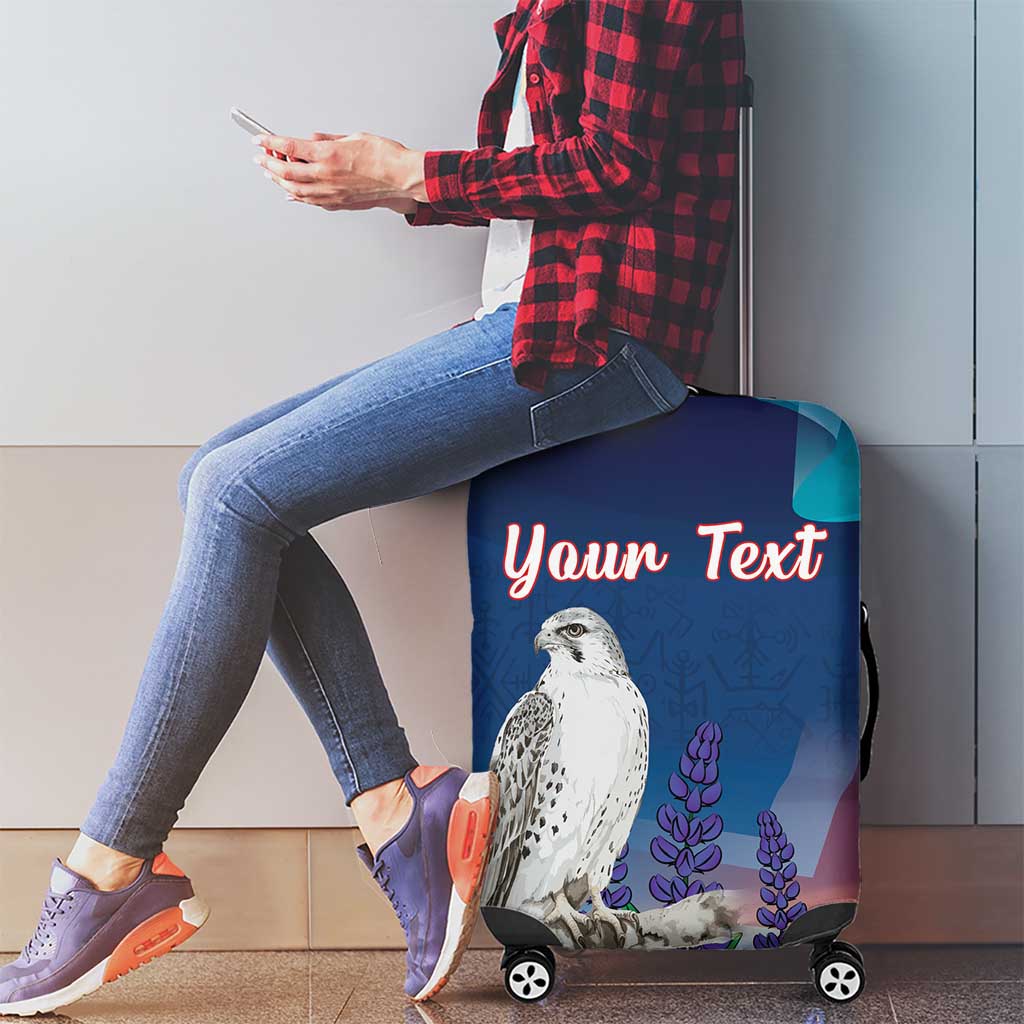 Personalized Iceland National Day Luggage Cover Gyrfalcon With Lupine Flower