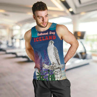 Personalized Iceland National Day Men Tank Top Gyrfalcon With Lupine Flower