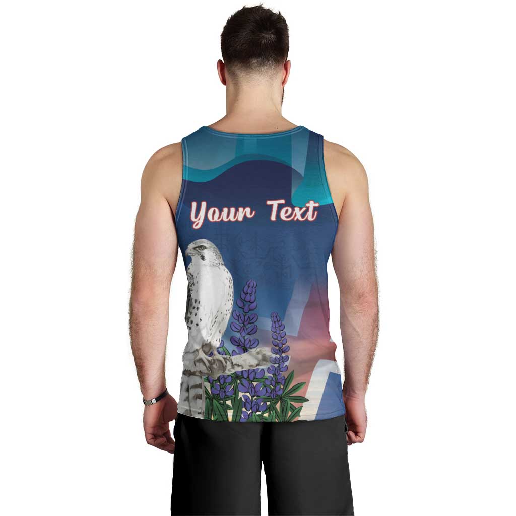 Personalized Iceland National Day Men Tank Top Gyrfalcon With Lupine Flower