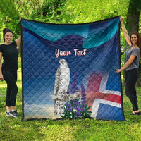 Personalized Iceland National Day Quilt Gyrfalcon With Lupine Flower