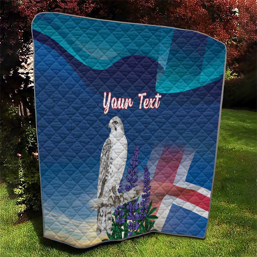 Personalized Iceland National Day Quilt Gyrfalcon With Lupine Flower