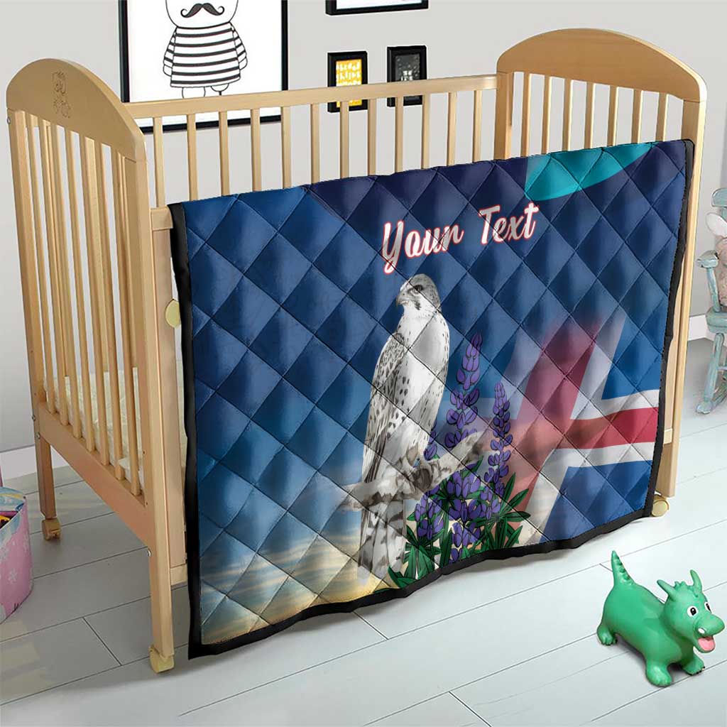 Personalized Iceland National Day Quilt Gyrfalcon With Lupine Flower