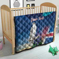 Personalized Iceland National Day Quilt Gyrfalcon With Lupine Flower