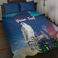 Personalized Iceland National Day Quilt Bed Set Gyrfalcon With Lupine Flower