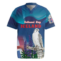 Personalized Iceland National Day Rugby Jersey Gyrfalcon With Lupine Flower