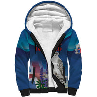 Personalized Iceland National Day Sherpa Hoodie Gyrfalcon With Lupine Flower
