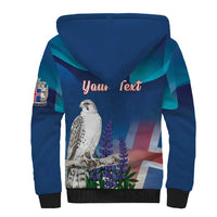 Personalized Iceland National Day Sherpa Hoodie Gyrfalcon With Lupine Flower