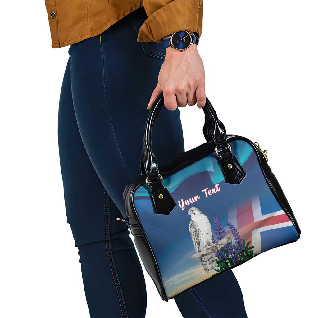 Personalized Iceland National Day Shoulder Handbag Gyrfalcon With Lupine Flower