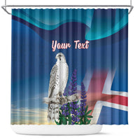 Personalized Iceland National Day Shower Curtain Gyrfalcon With Lupine Flower