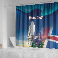 Personalized Iceland National Day Shower Curtain Gyrfalcon With Lupine Flower