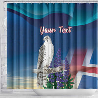 Personalized Iceland National Day Shower Curtain Gyrfalcon With Lupine Flower