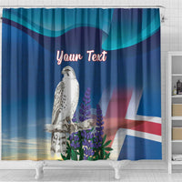 Personalized Iceland National Day Shower Curtain Gyrfalcon With Lupine Flower