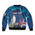 Personalized Iceland National Day Sleeve Zip Bomber Jacket Gyrfalcon With Lupine Flower