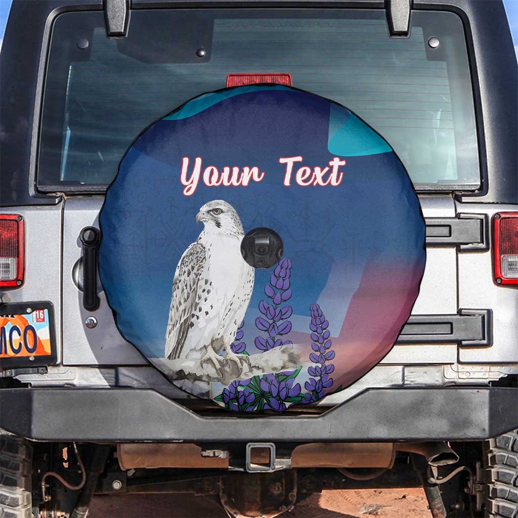 Personalized Iceland National Day Spare Tire Cover Gyrfalcon With Lupine Flower