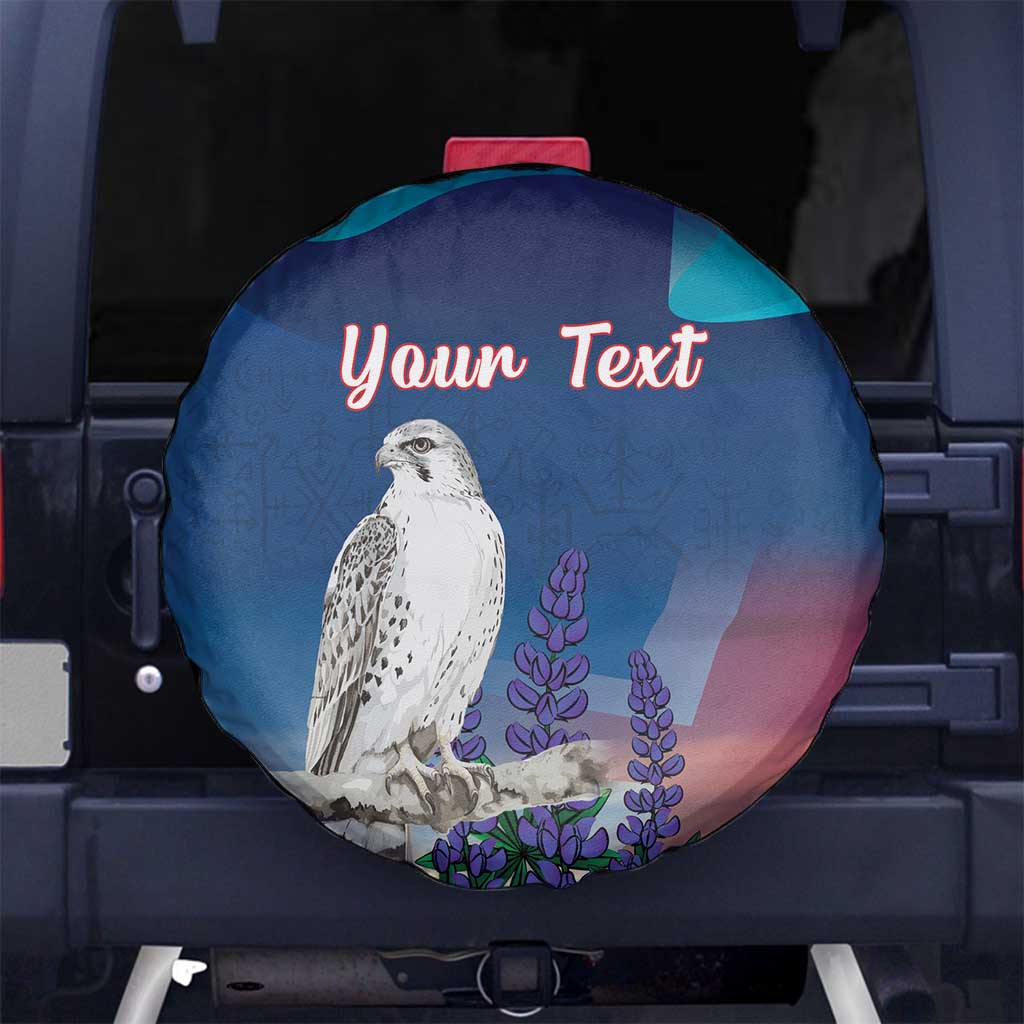 Personalized Iceland National Day Spare Tire Cover Gyrfalcon With Lupine Flower