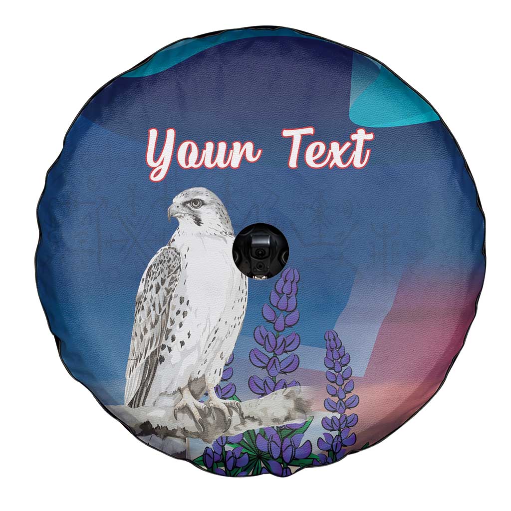 Personalized Iceland National Day Spare Tire Cover Gyrfalcon With Lupine Flower