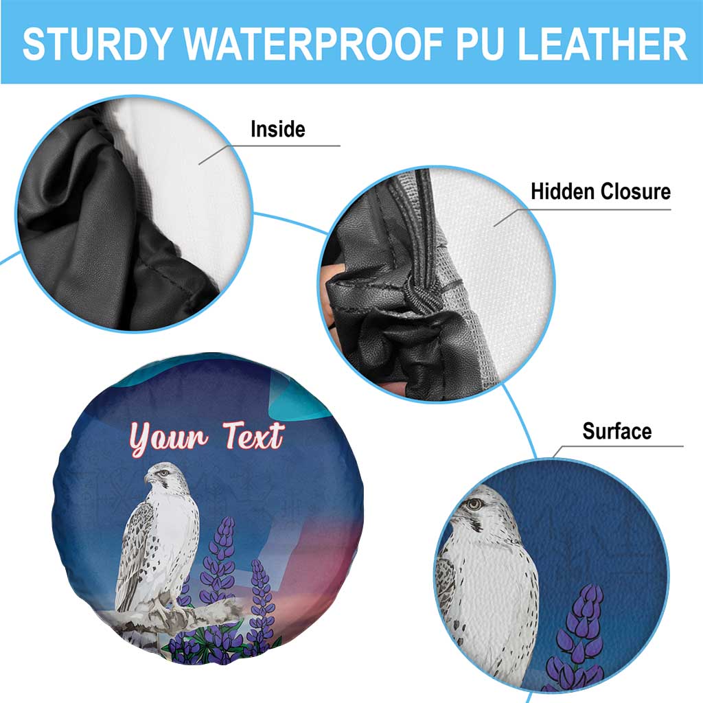 Personalized Iceland National Day Spare Tire Cover Gyrfalcon With Lupine Flower