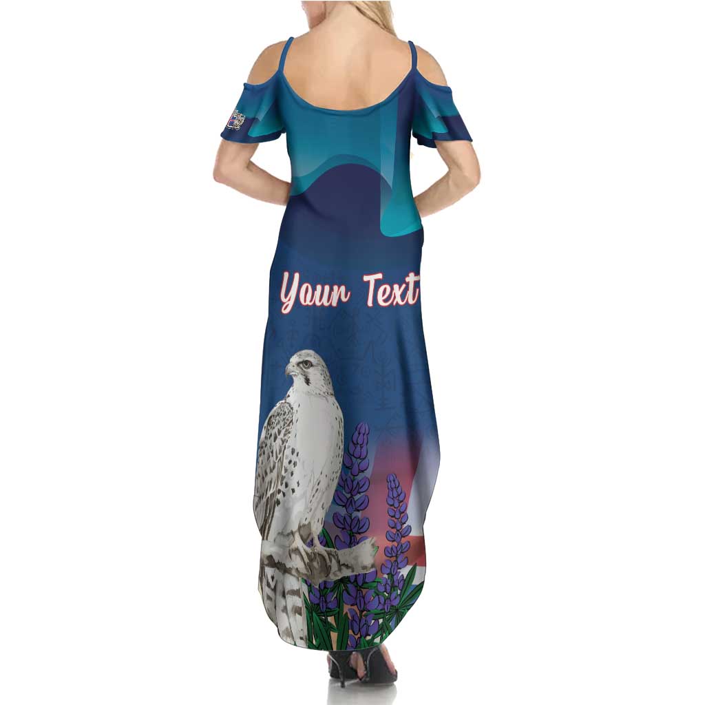 Personalized Iceland National Day Summer Maxi Dress Gyrfalcon With Lupine Flower