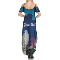 Personalized Iceland National Day Summer Maxi Dress Gyrfalcon With Lupine Flower