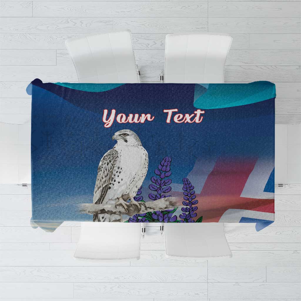 Personalized Iceland National Day Tablecloth Gyrfalcon With Lupine Flower