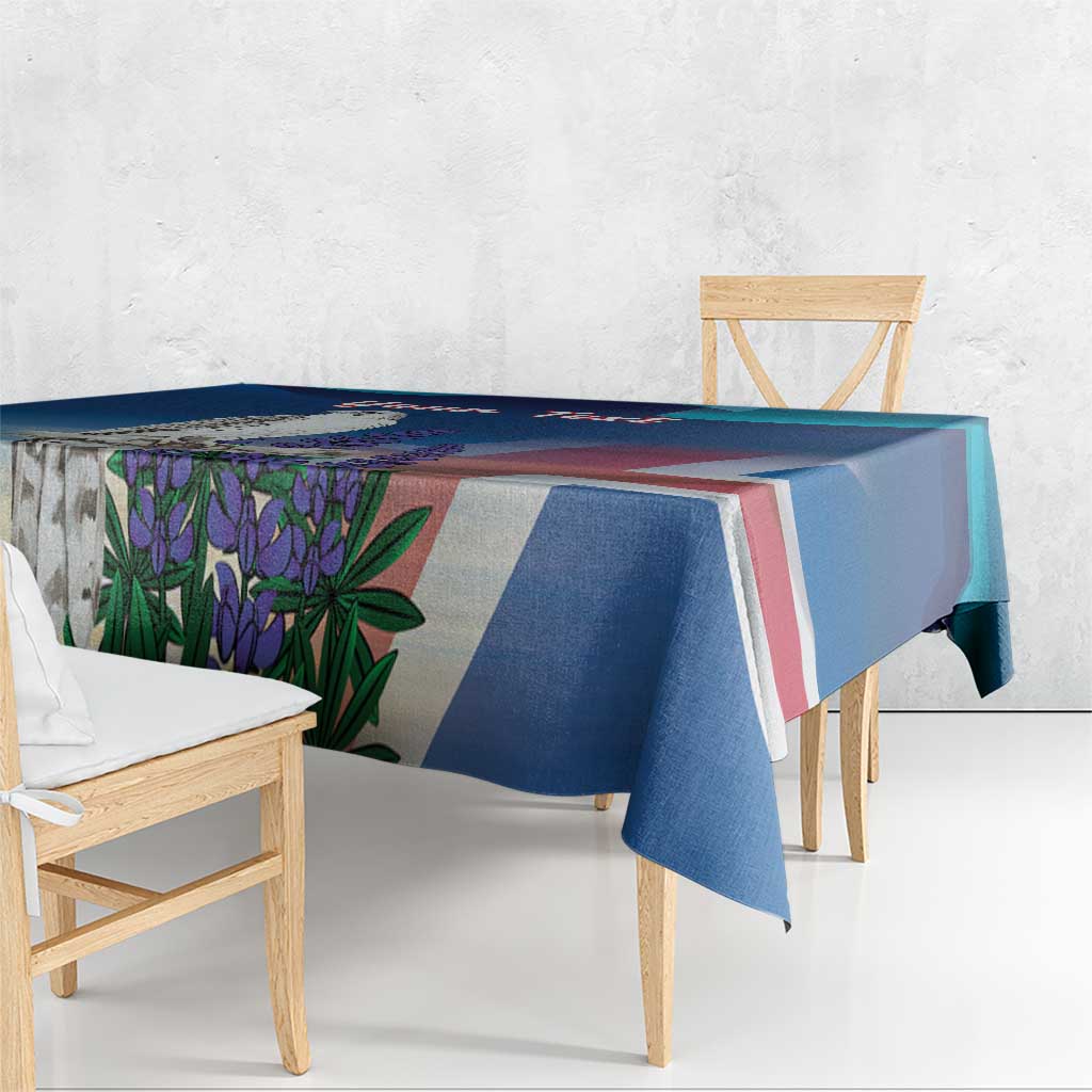 Personalized Iceland National Day Tablecloth Gyrfalcon With Lupine Flower