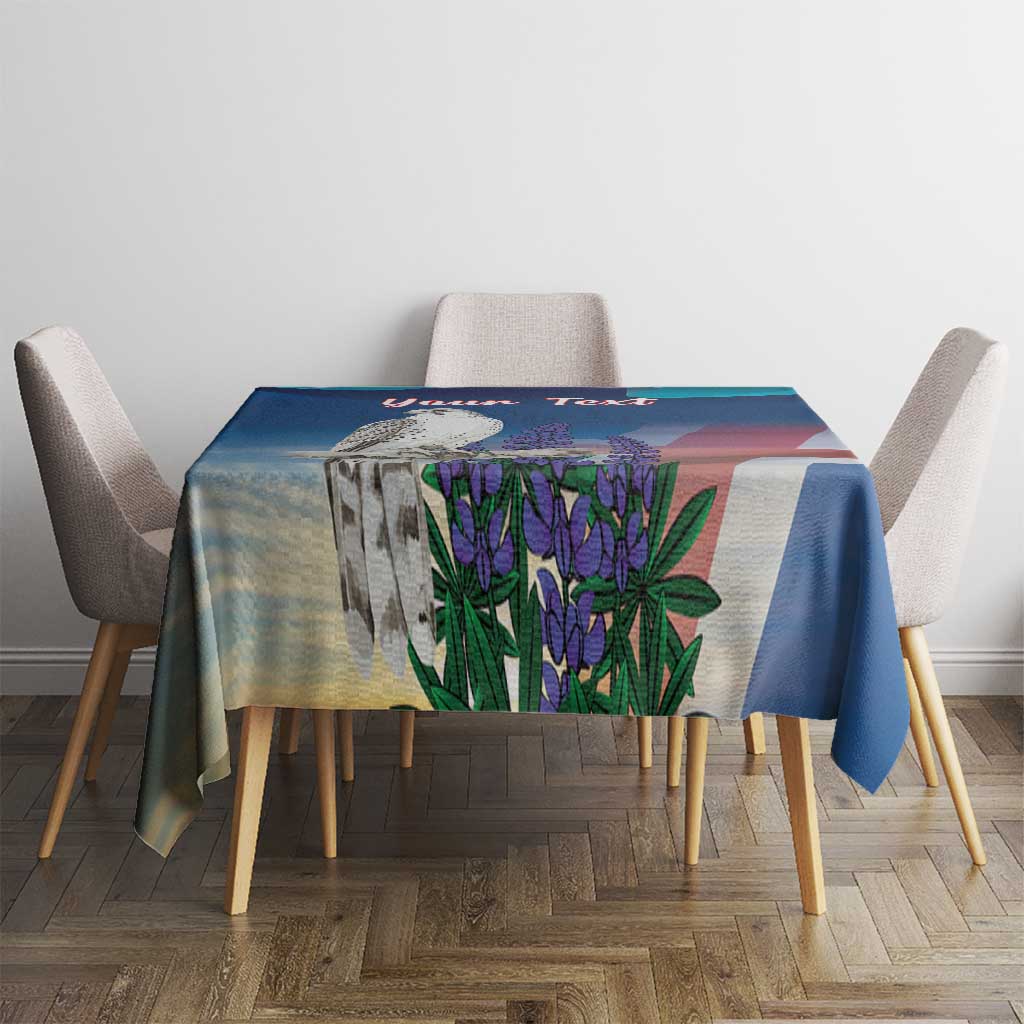 Personalized Iceland National Day Tablecloth Gyrfalcon With Lupine Flower