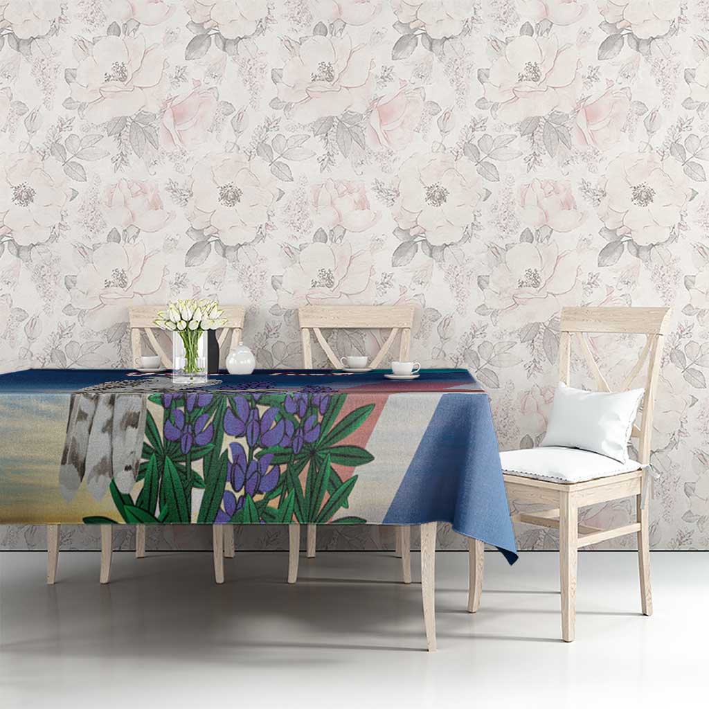 Personalized Iceland National Day Tablecloth Gyrfalcon With Lupine Flower