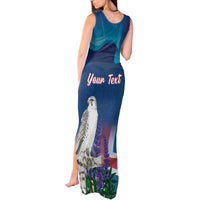 Personalized Iceland National Day Tank Maxi Dress Gyrfalcon With Lupine Flower