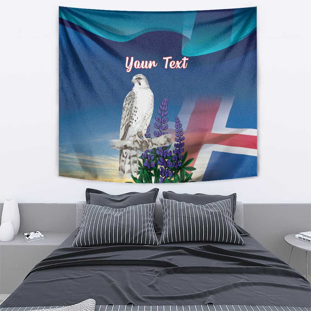 Personalized Iceland National Day Tapestry Gyrfalcon With Lupine Flower