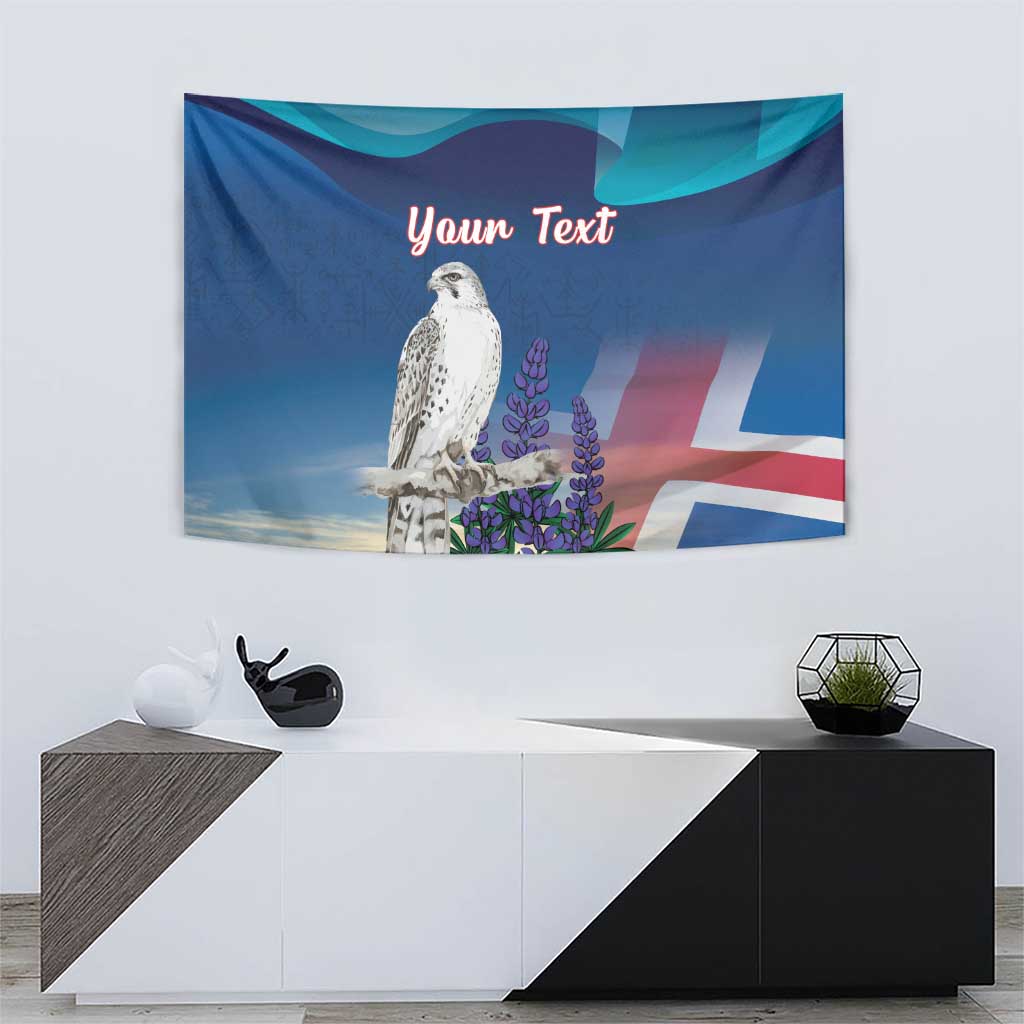 Personalized Iceland National Day Tapestry Gyrfalcon With Lupine Flower