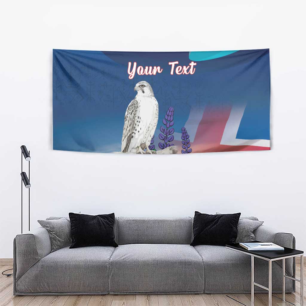 Personalized Iceland National Day Tapestry Gyrfalcon With Lupine Flower