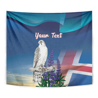 Personalized Iceland National Day Tapestry Gyrfalcon With Lupine Flower