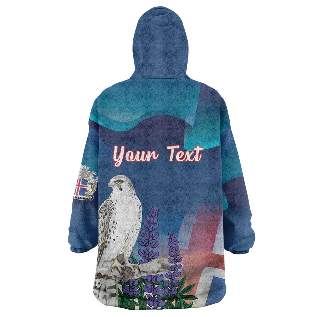 Personalized Iceland National Day Wearable Blanket Hoodie Gyrfalcon With Lupine Flower