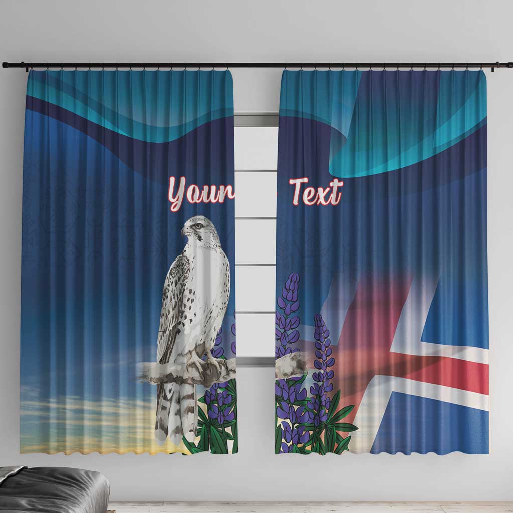 Personalized Iceland National Day Window Curtain Gyrfalcon With Lupine Flower