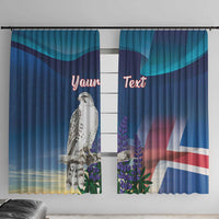 Personalized Iceland National Day Window Curtain Gyrfalcon With Lupine Flower