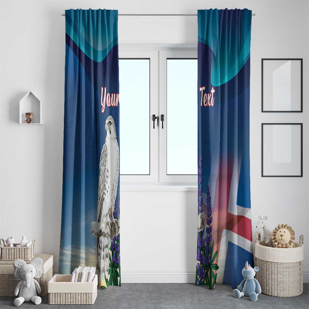 Personalized Iceland National Day Window Curtain Gyrfalcon With Lupine Flower